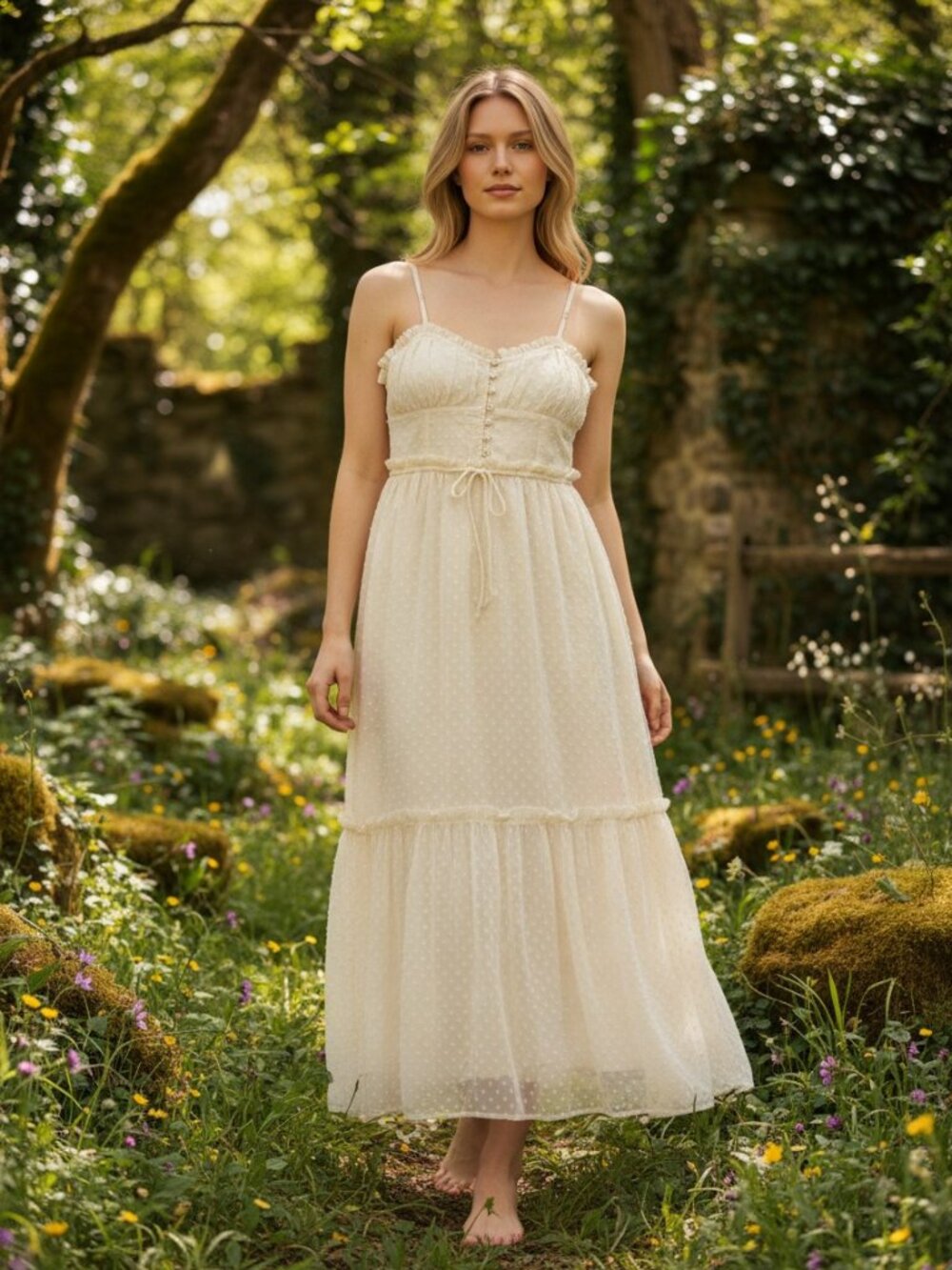 Patrons of Peace Womens Tiered Maxi Sweetheart Ruffles Prairie Boho, Size M